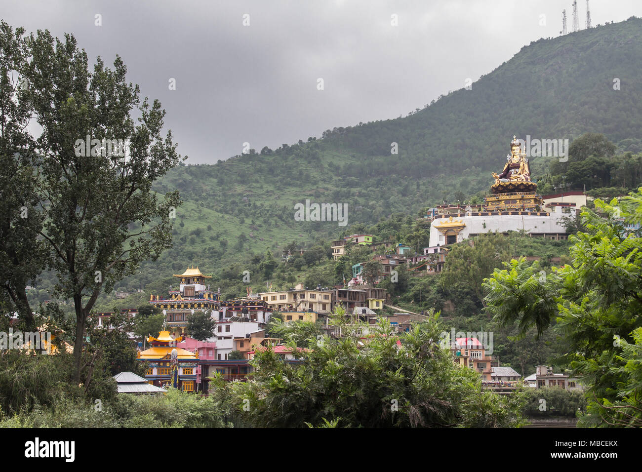 Massive statue of Padmasambhava can be seen in most of Rewalsar near Mandi, India. It makes a striking addition to Tso Pema’s sacred sites around town Stock Photo