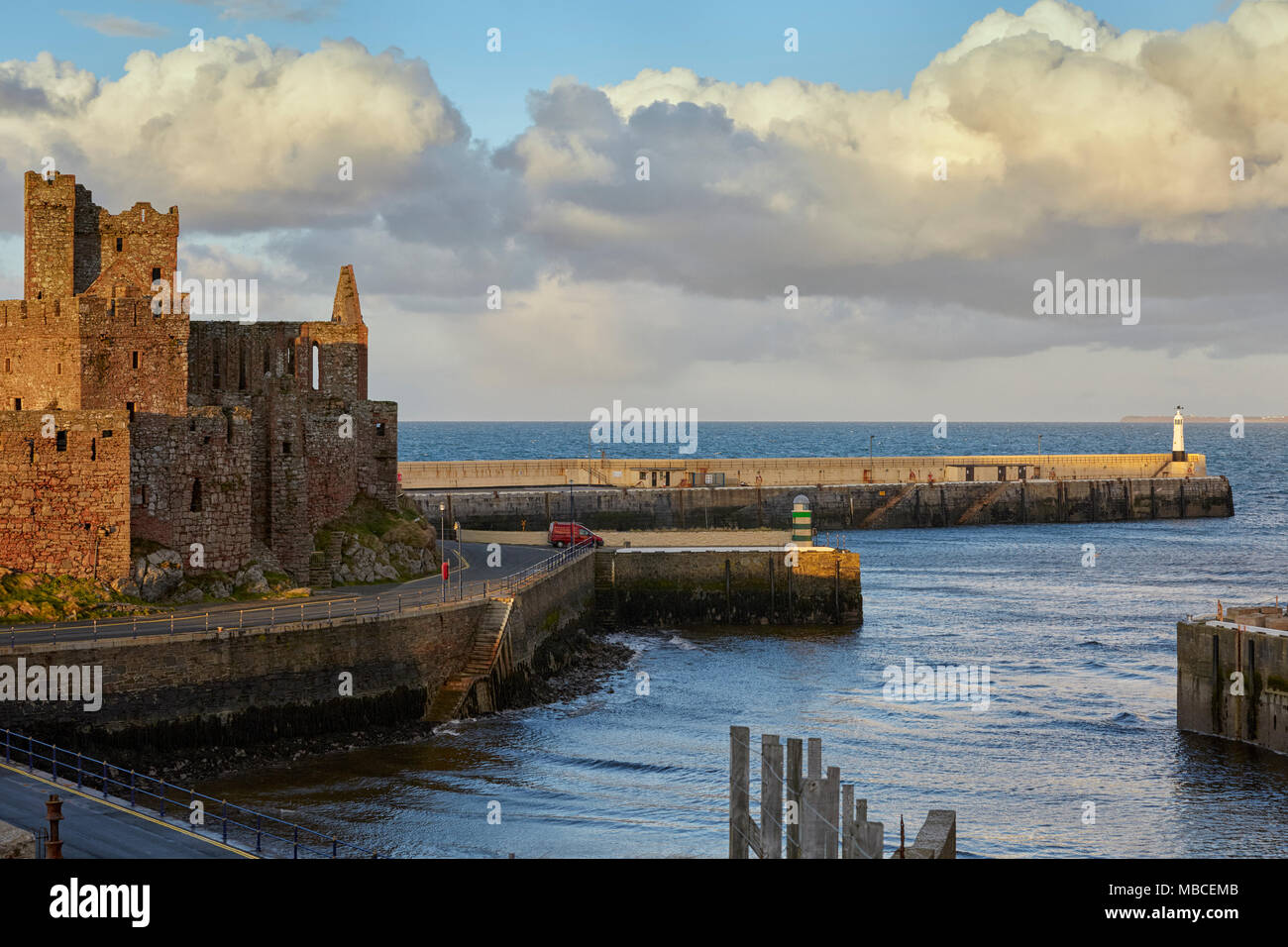Peel Castle in Peel, Isle of Man, England Stock Photo
