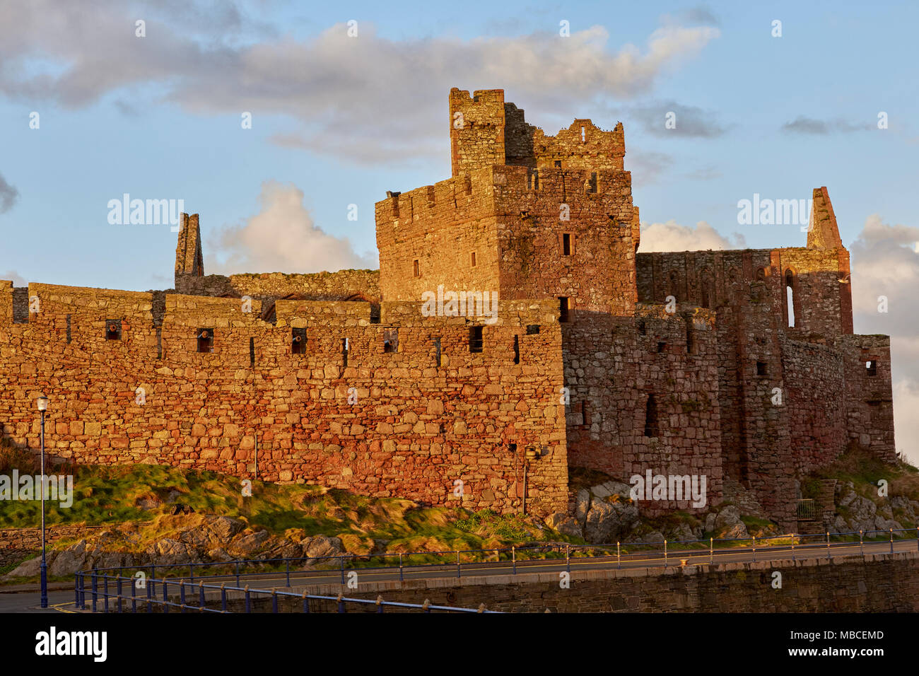 Peel Castle in Peel, Isle of Man, England Stock Photo