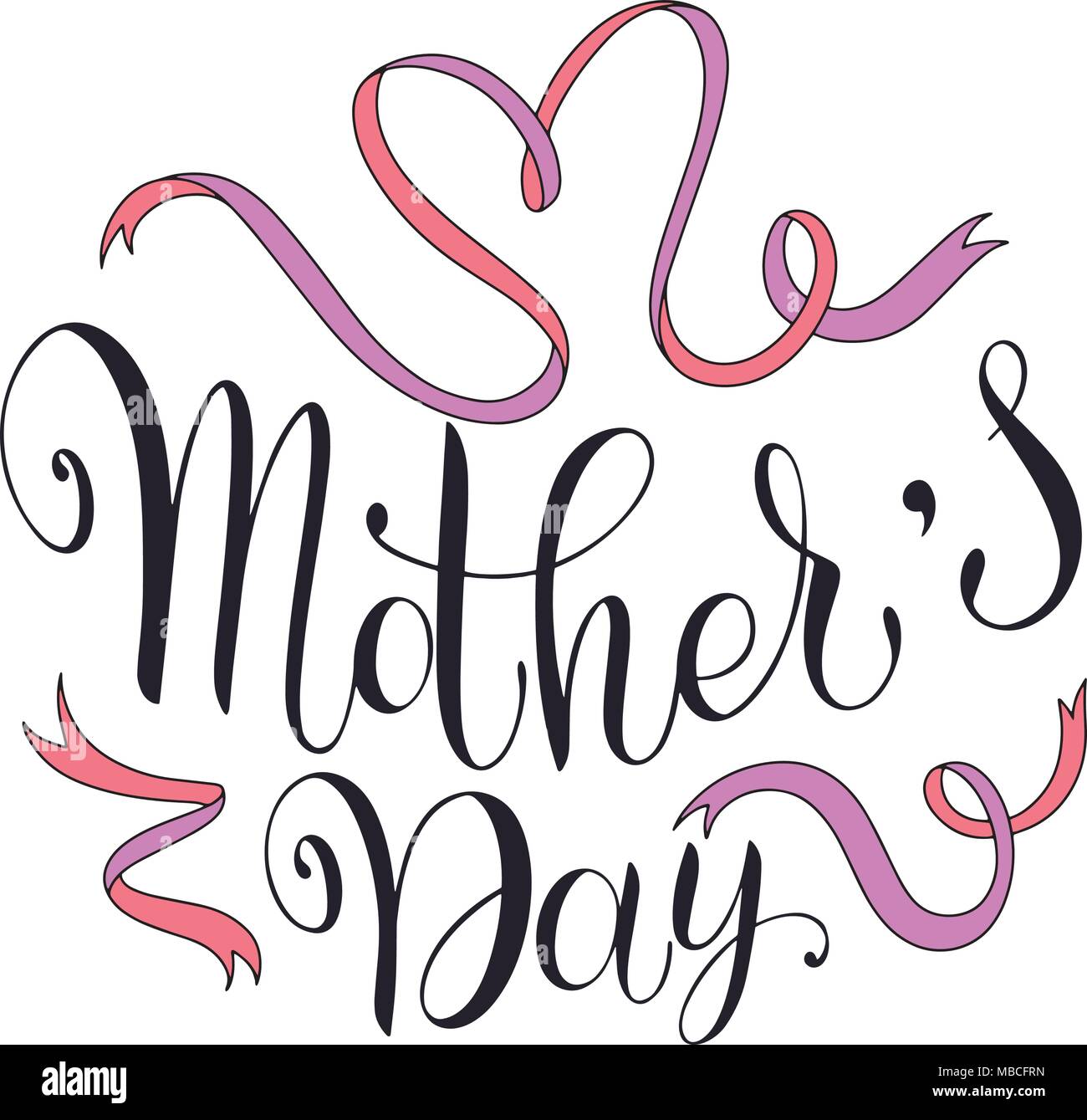 Happy mother Day lettering. Greeting Card Design. Hand Drawn Text Stock ...