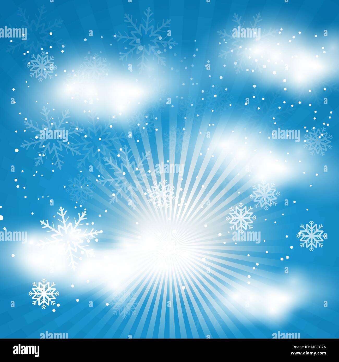 abstract blue christmas background template with falling snowflakes Stock Vector