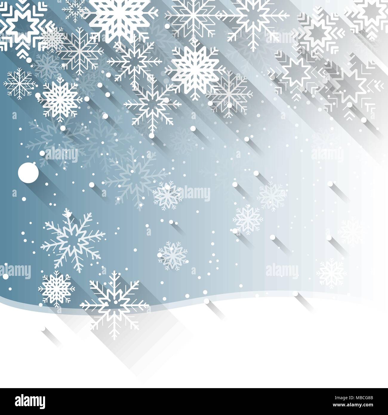 abstract blue christmas background template with falling white ...