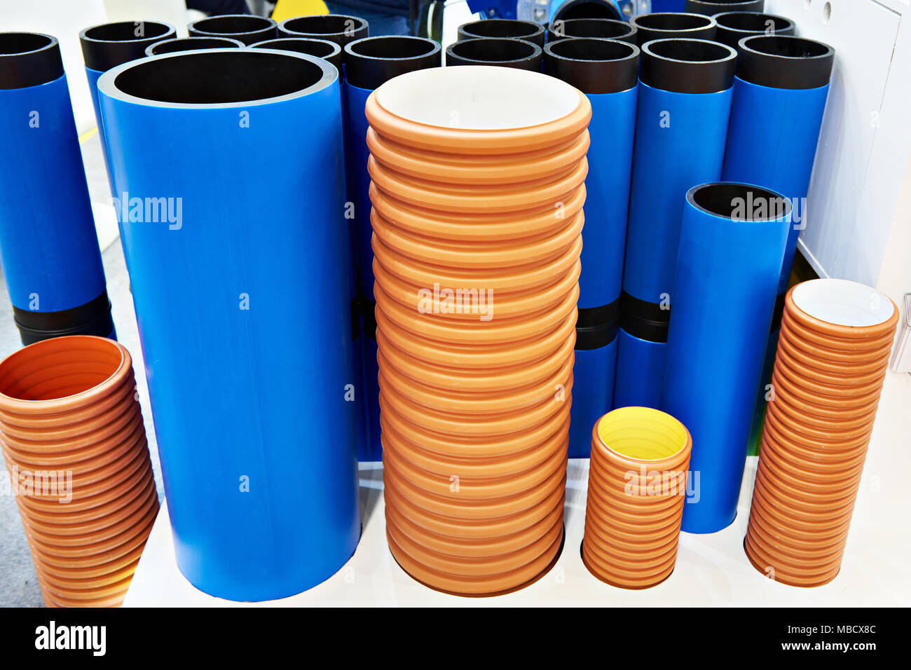 Plastic pipes for sewerage and water supply system Stock Photo Alamy