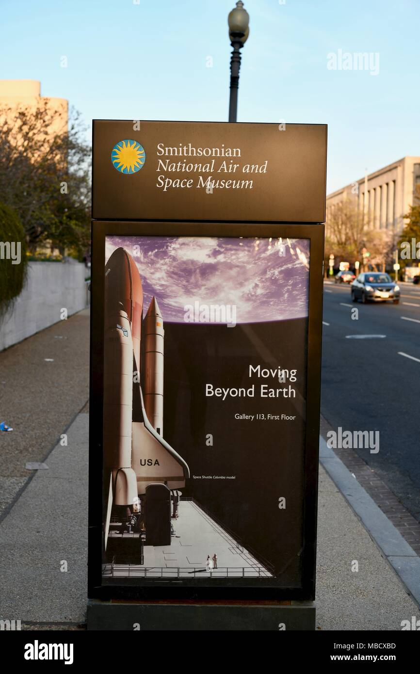 Smithsonian National Air and Space Museum sign, Washington DC, USA Stock Photo