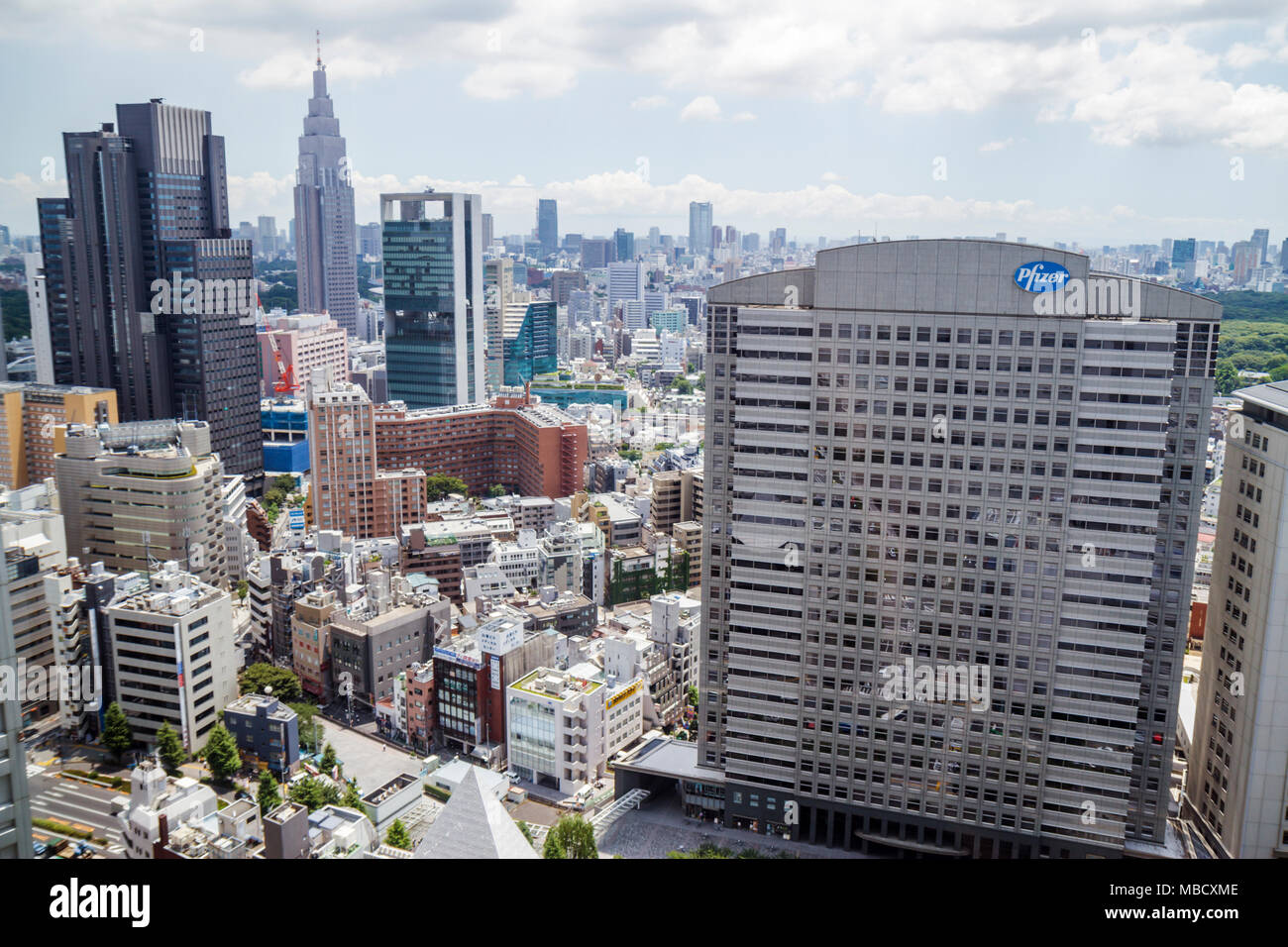 Tokyo Japan,Shinjuku,skyscrapers,city skyline,Pfizer,NTT Docomo Yoyogi building,Izumi Garden Tower,Japanese,Oriental,Japan110712106 Stock Photo