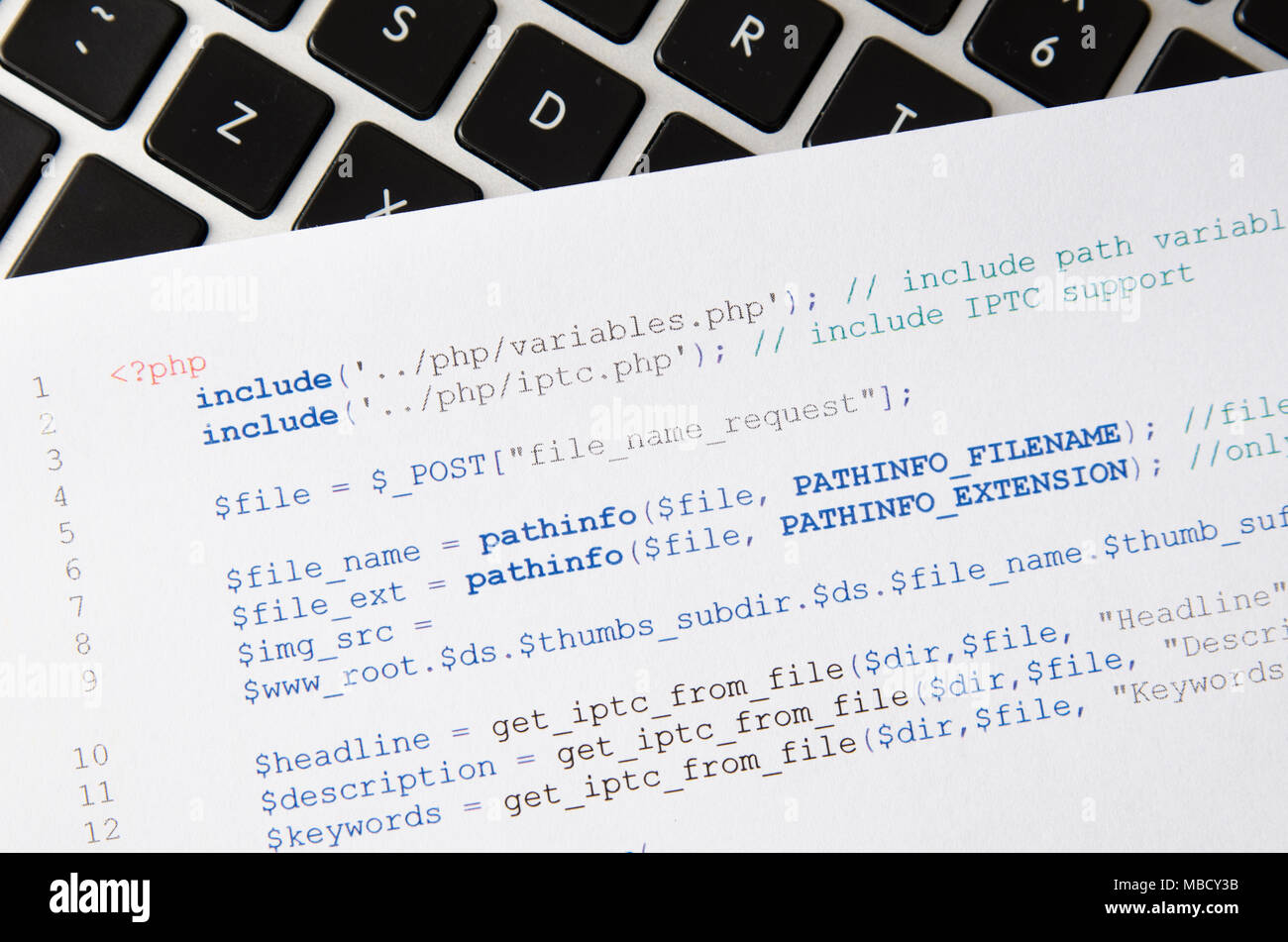 Web developer programming code. Programming, PHP printed code. Computer ...