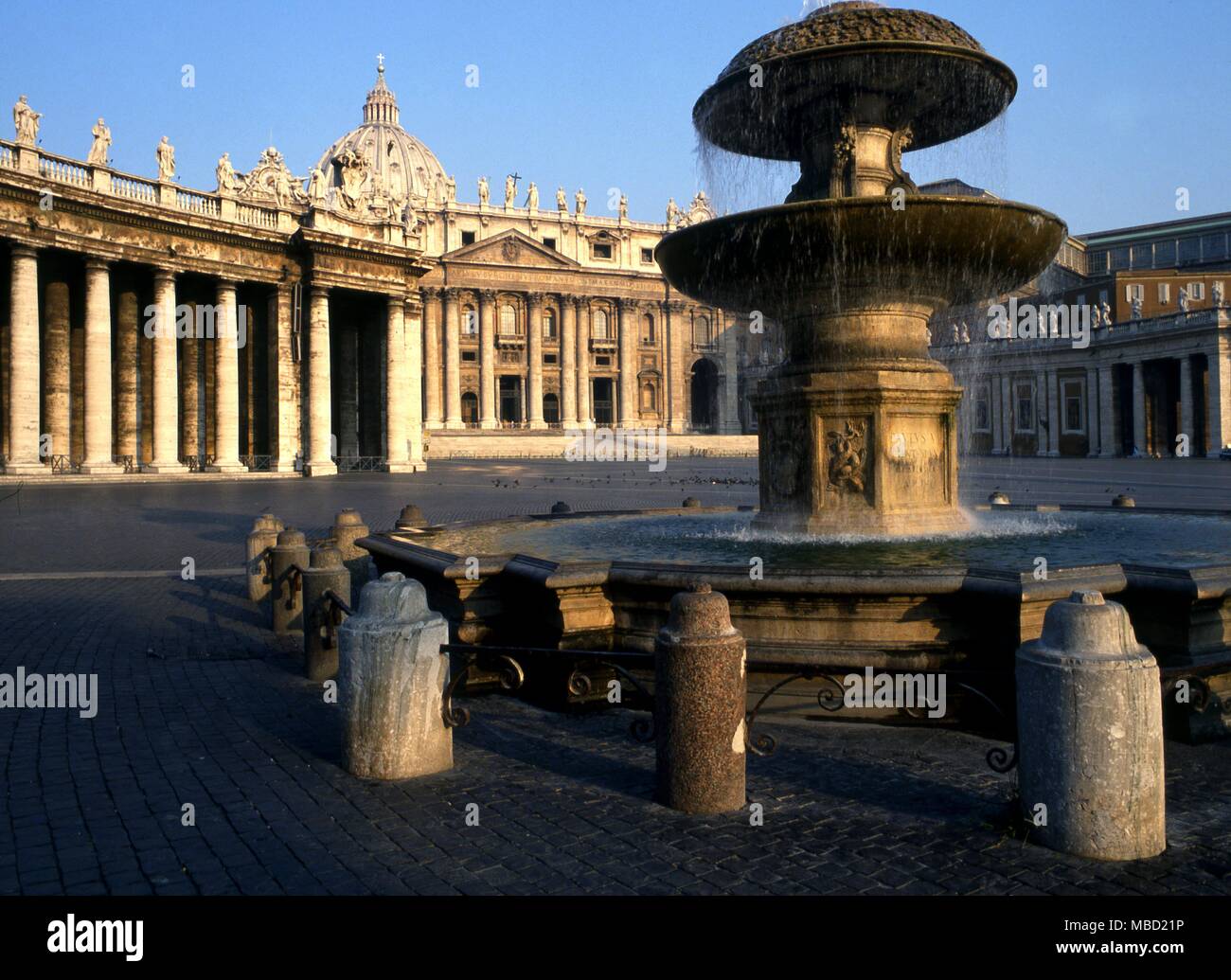 Fountain in St Peter's Square, Rome. Stock Photo