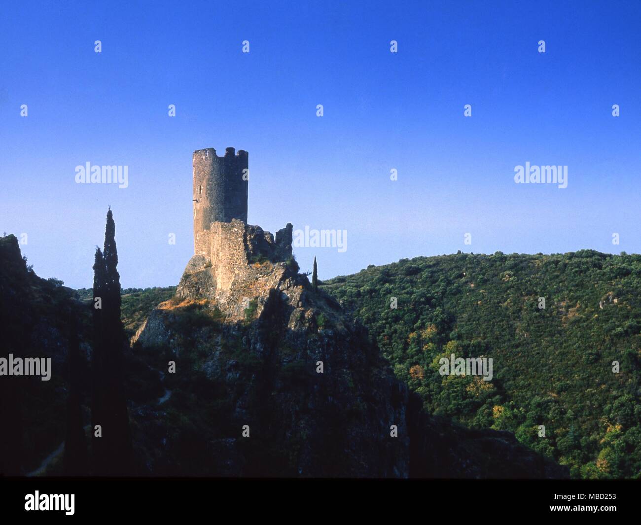 Remains of one of the four mountain strongholds occupied by the Knights Templar in the 13th century. Stock Photo