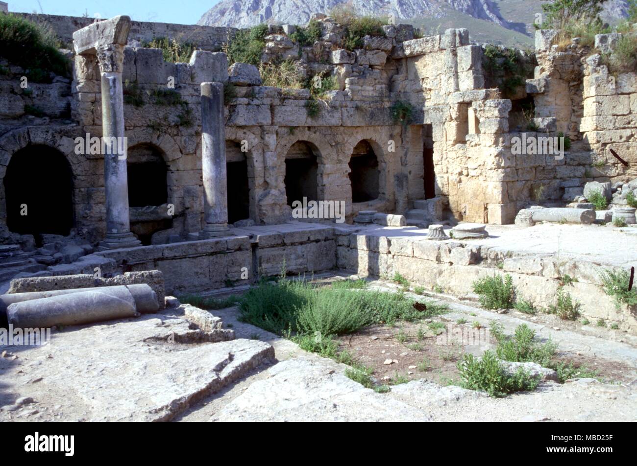 The lower Peirene fountain of the Agora donated by Herod Atticus. Stock Photo