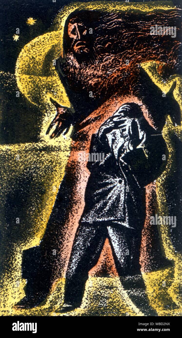 Monsters. Rare illustration by Lynd Ward to W.L.George's tale of the making of a ghostly monster, 'Perez'. c.1936 Stock Photo