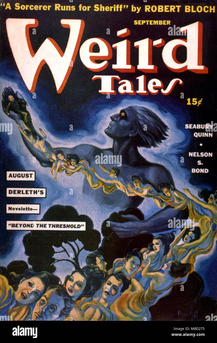 Science Fiction & Horror Magazine. Cover of Weird Tales. September 1941.. Artwork by Brundage Stock Photo