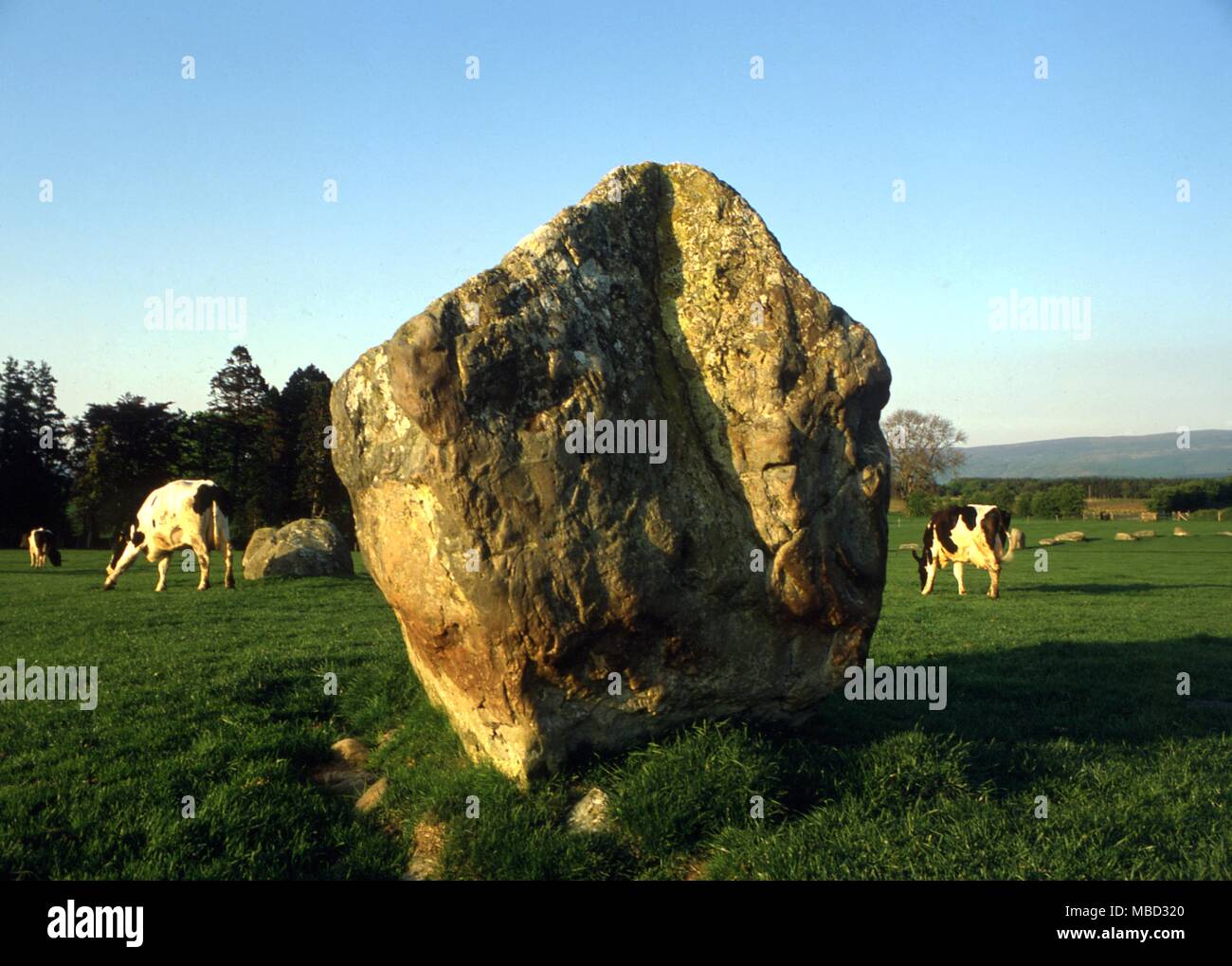 Stones - The stone circle known as Long Meg and her Daughters, in Penrith, Cumbria. Stock Photo