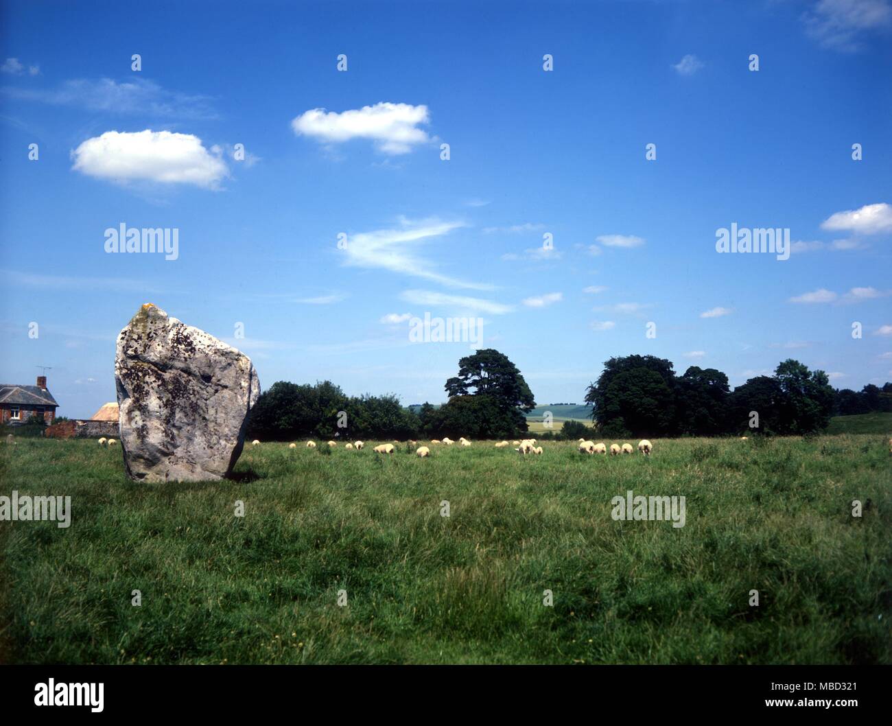 The stone circles and embankments at Avebury, Wiltshire. Stock Photo