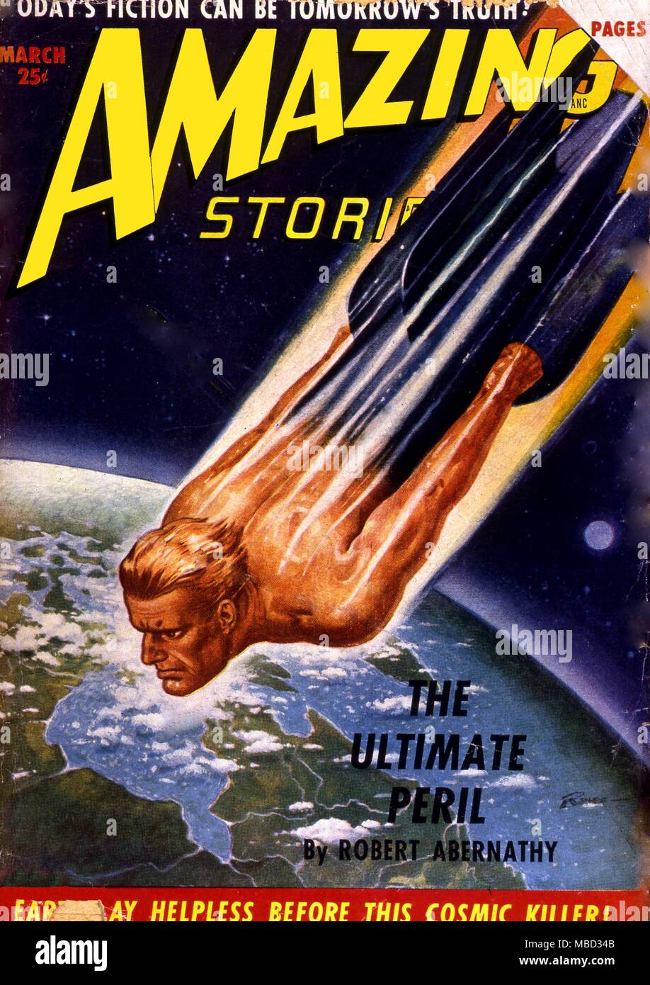 Science Fiction and Horror Magazines. 'Amazing Stories' cover. March1950. Artwork by R.Jones Stock Photo