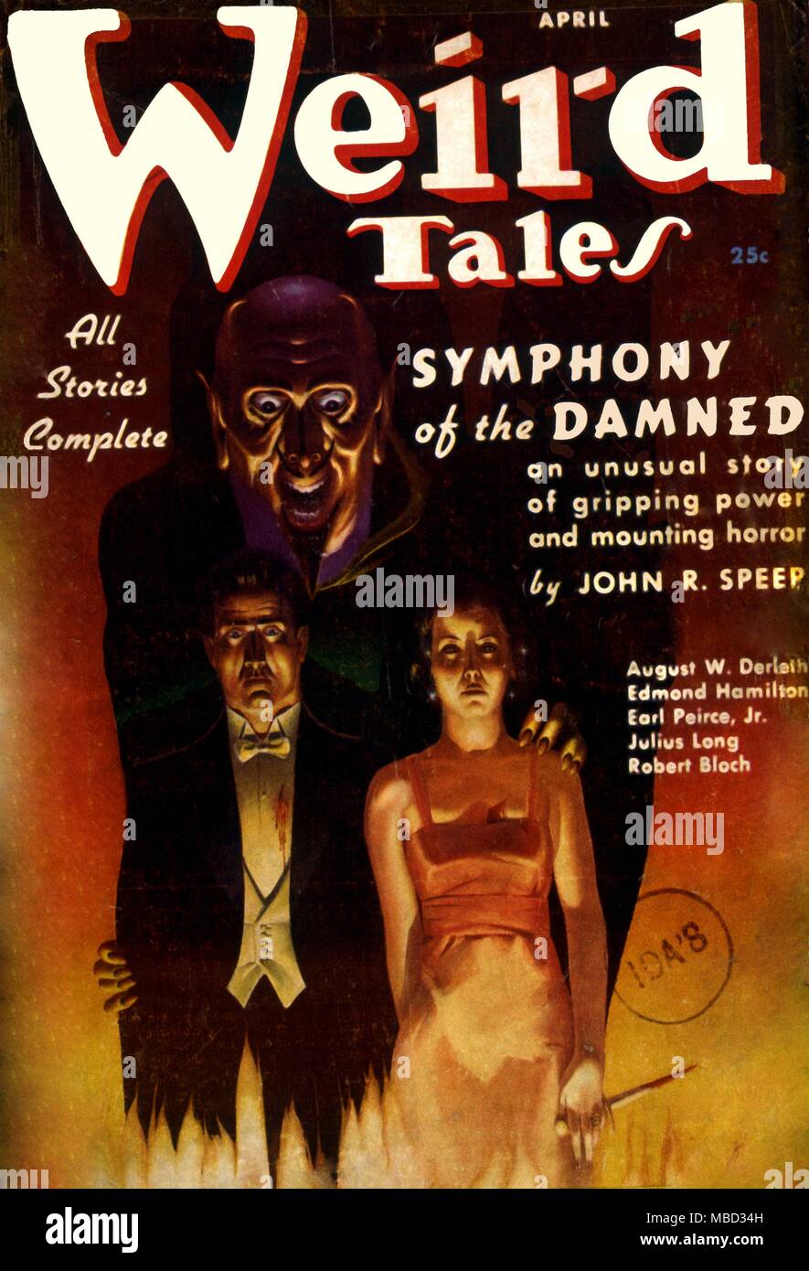 Science Fiction and Horror Magazines. Cover of Weird Tales, April 1937. Artwork by Virgil Finlay Stock Photo