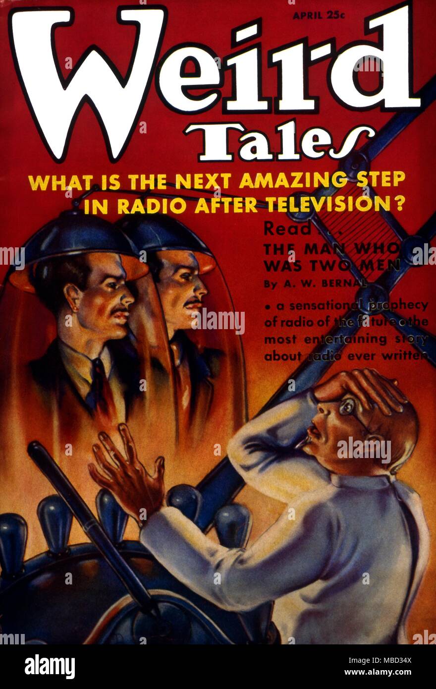 Science Fiction and Horror Magazines Cover of Weird Tales. April 1935. Artwork by Brundage Stock Photo