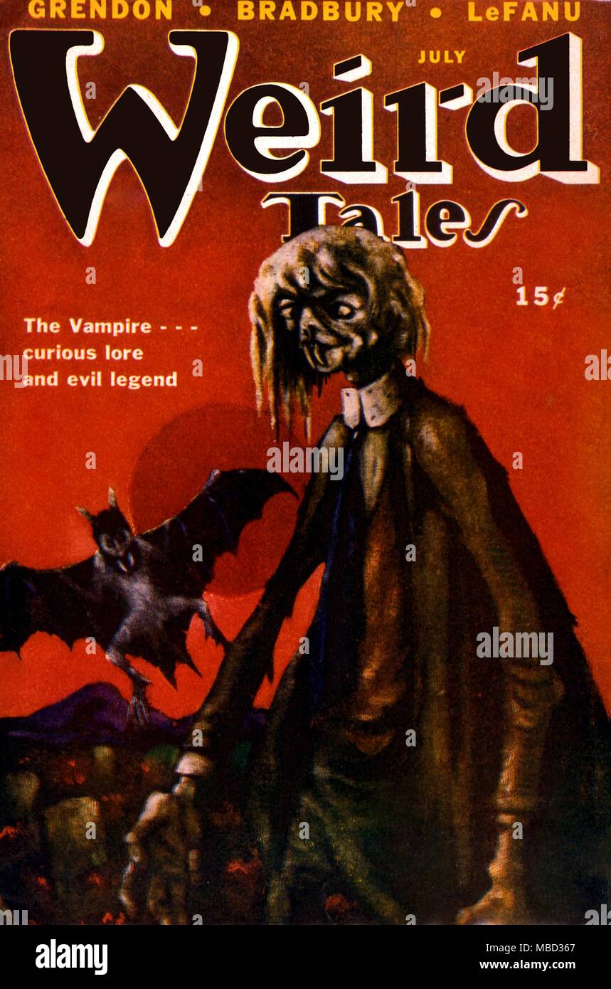 Science Fiction and Horror Magazines. 'Weird Tales' cover. July 1947. Artwork by Coye. Stock Photo