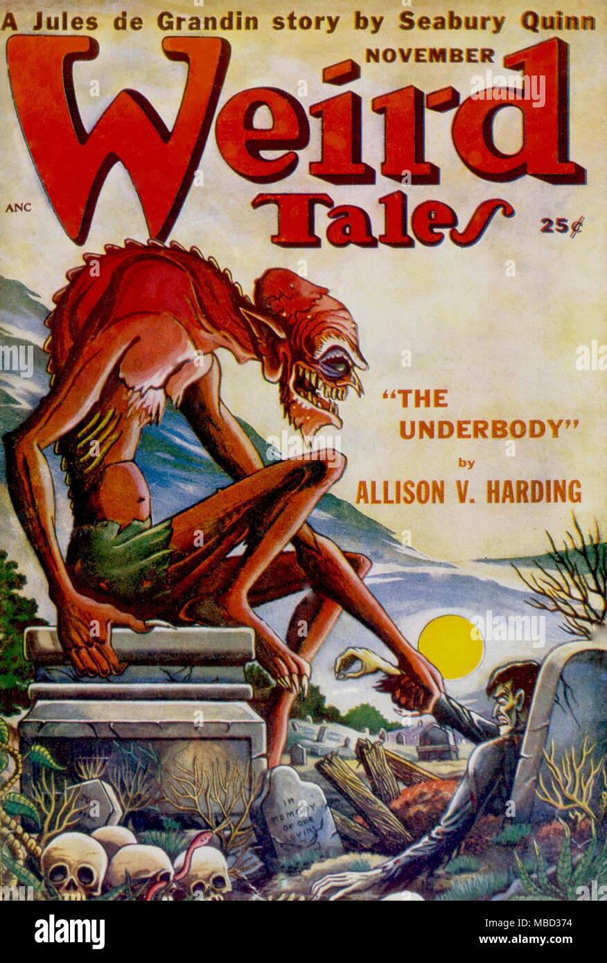 Science Fiction and Horror Magazines Cover of Weird Tales. November 1949. Artwork by Matt Fox. Stock Photo