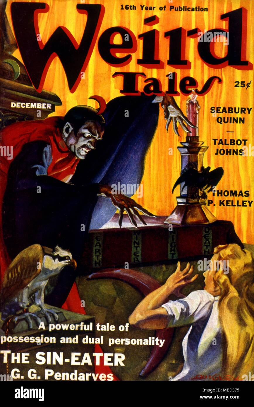 Science Fiction and Horror Magazines Cover of Weird Tales. December 1938. Artwork by Ray Quigley Stock Photo
