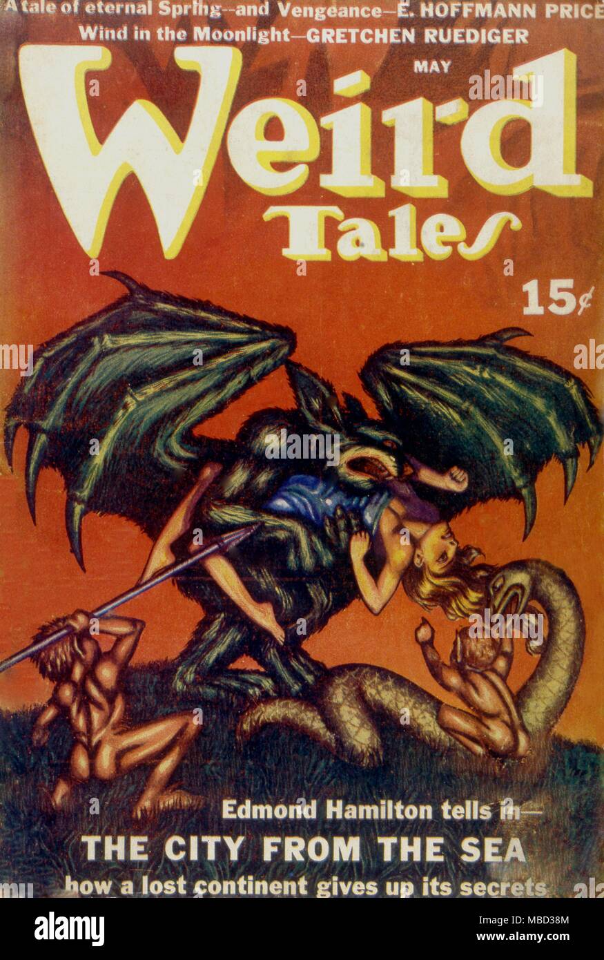 Science Fiction and Horror Magazines. Cover of Weird Tales, May 1940. Artwork by Hannes Bok. Stock Photo