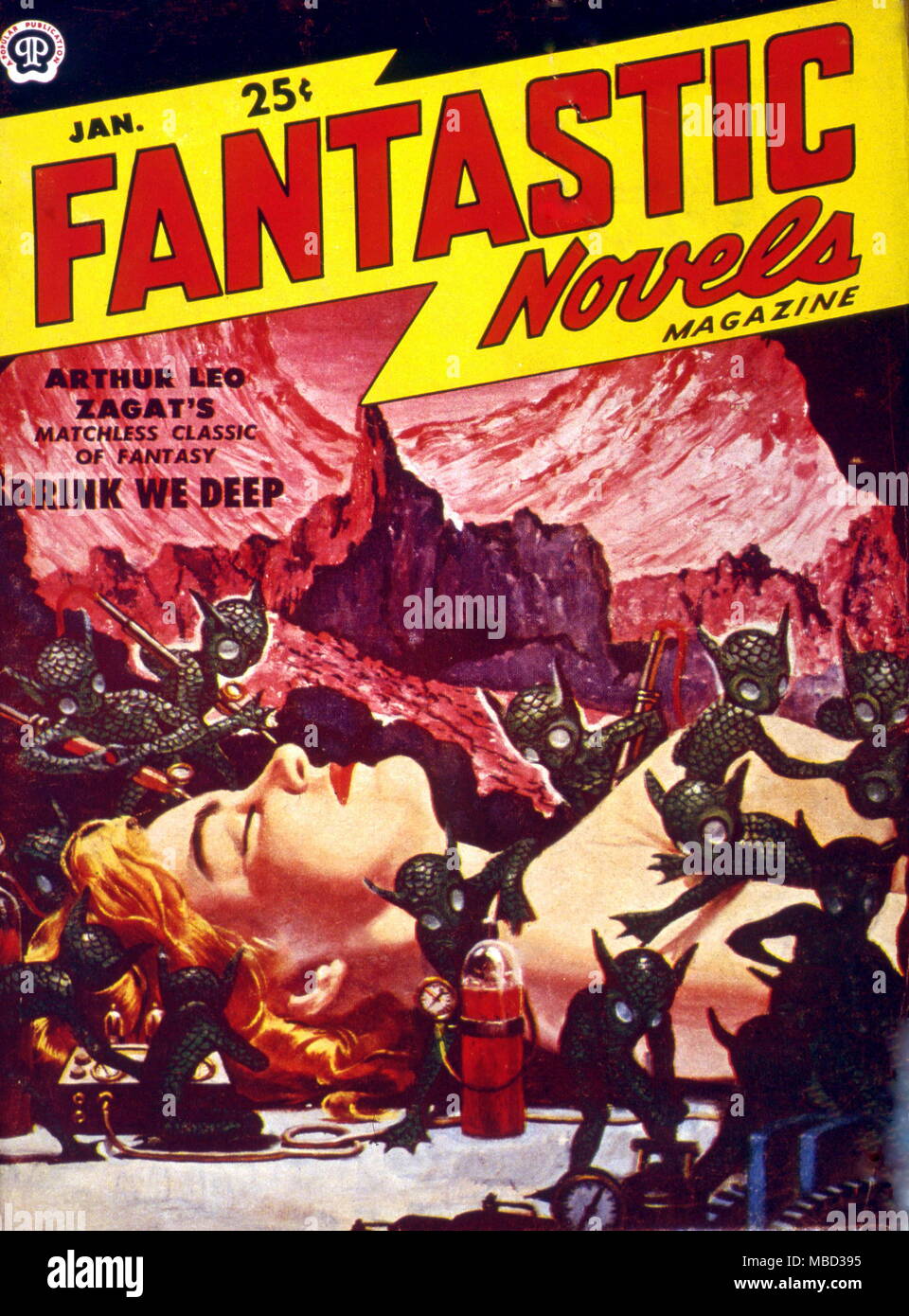 Science Fiction and Horror Magazines Cover of Fantastic Novels. January 1951 Stock Photo