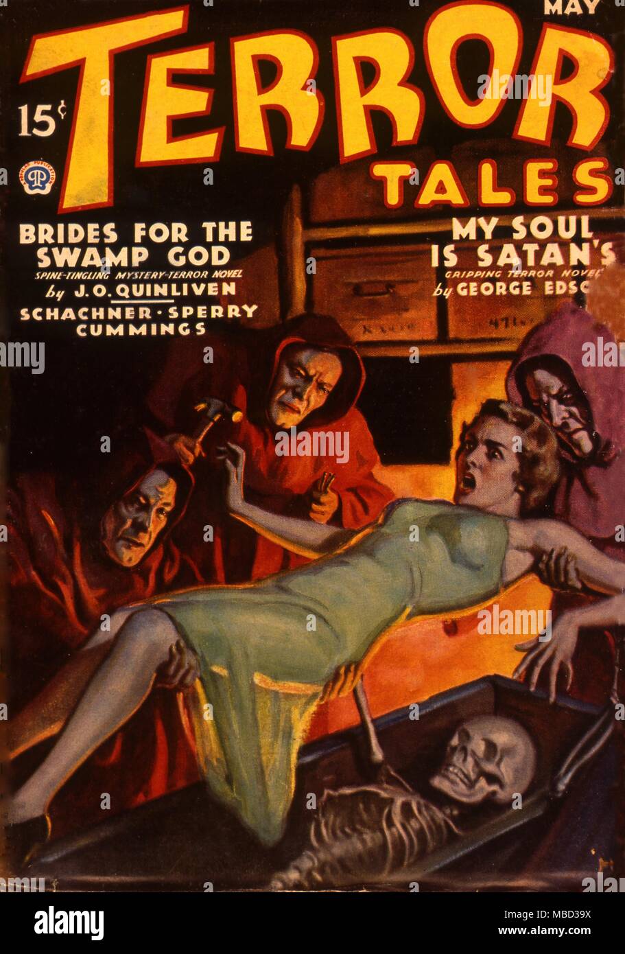 Science Fiction and Horror Magazines Cover of TerrorTales. May 1936. Artwork by John Newton Howett. Stock Photo