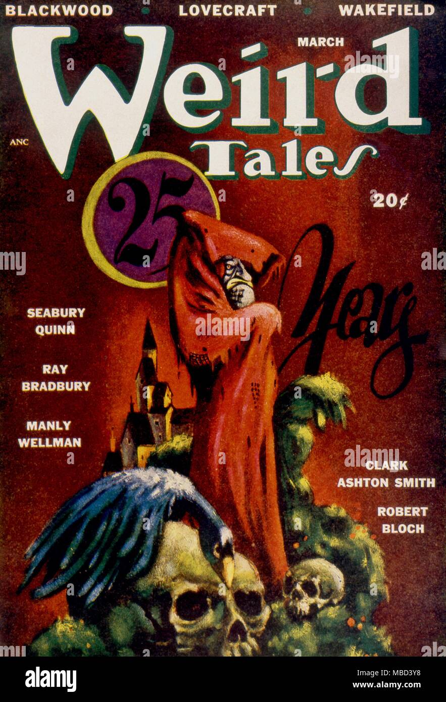 Science Fiction and Horror Magazines. Cover of Weird Tales, June 1927. Artwork by Senf Stock Photo