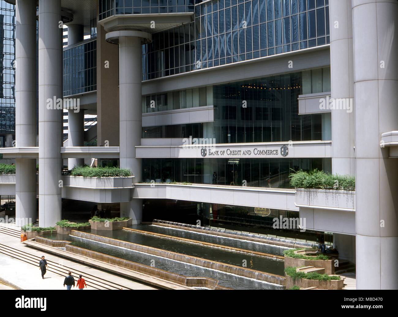 Feng Shui - The Bond Centre, Hong Kong, which housed the Bank of Credit and Commerce. The pool water, running away from the bank and into the road was bad Feng Shui, and led experts to predit rightly the demise of the bank. - ©Charles Walker / Stock Photo