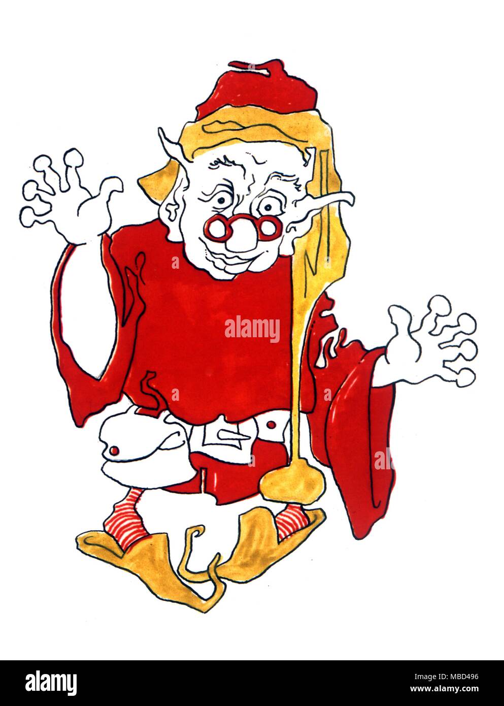 Elementals - Ugly gnome peering through the glass of a bottle. Illustration from Fred Gettings' The Salamander Tales 1982 - ©Charles Walker / Stock Photo