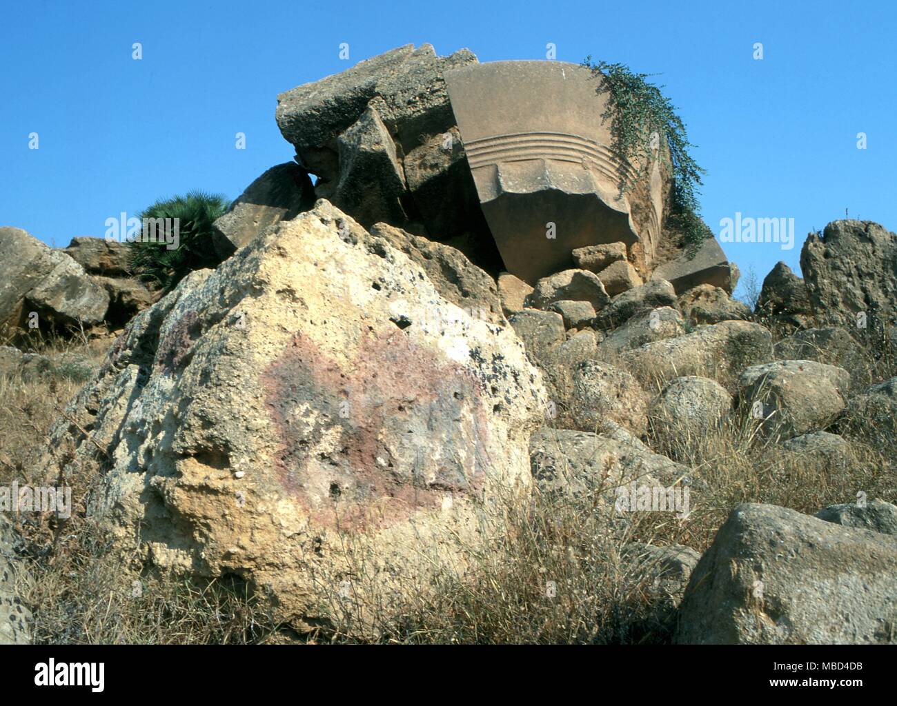 Greek Mythology. Agrigento. Ruins of the great Temple of Olympian Zeus, intended as the largest