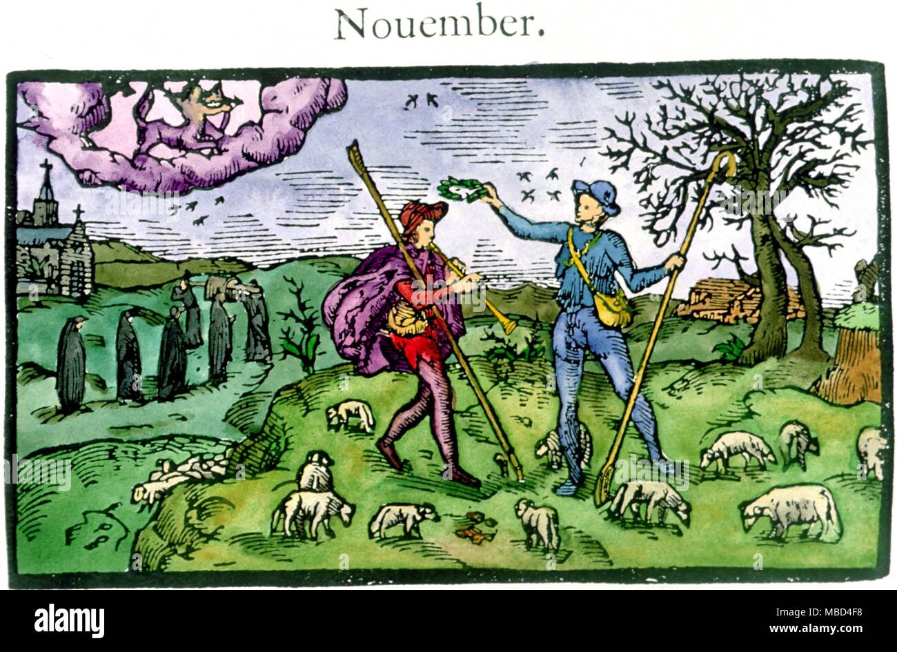 he horseman of Sagittarius, of the month of November. From the series of months used as vignettes in Edmund Spenser's The Fairie Queene, derived from his Shepheard's Calendar of 1579 - ©© /Charles Walker Stock Photo