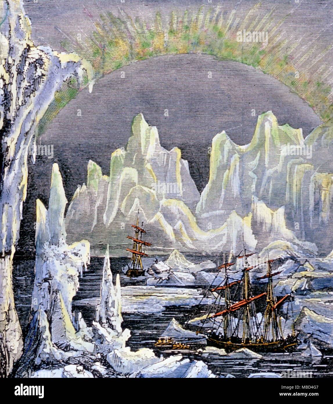 Strange Phenomena - The ships Erebus and Terror amidst the ice-flows. Wood engraving as illustration to the poem The Far North in The Art Journal 1887. - © /Charles Walker Stock Photo