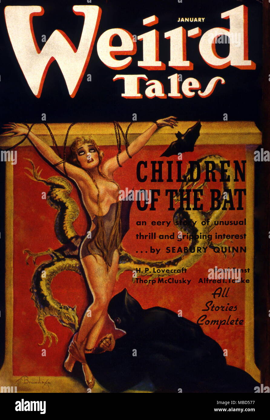 Science Fiction and Horror Magazine. Cover of Weird Tales, August 1937. Artwork by Brundage Stock Photo