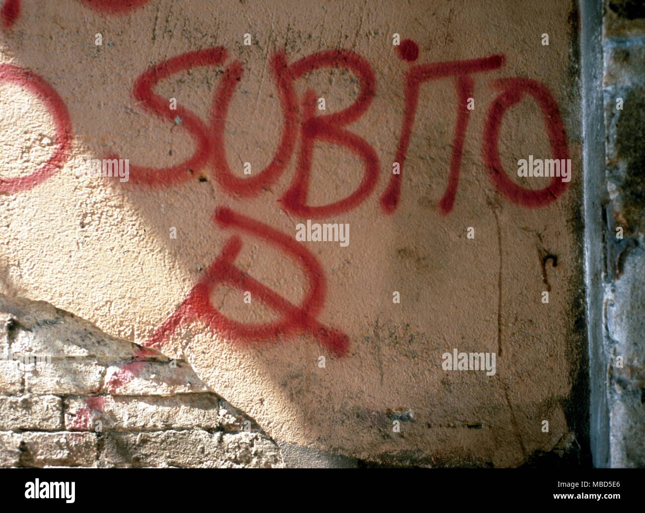 Sigil representative of the Italian Communist Party. Graffitti on a wall in Padua. Stock Photo