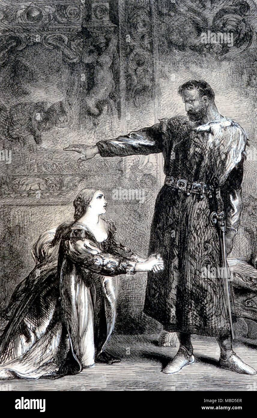 Shakespeare - Othello - Two-colour lithographic title-page to the play. From The Library Shakespeare, illus. by JOhn Gilbrt, Geo. Cruikshank & R. Dudley. c.1885 - © / Charles Walker Stock Photo