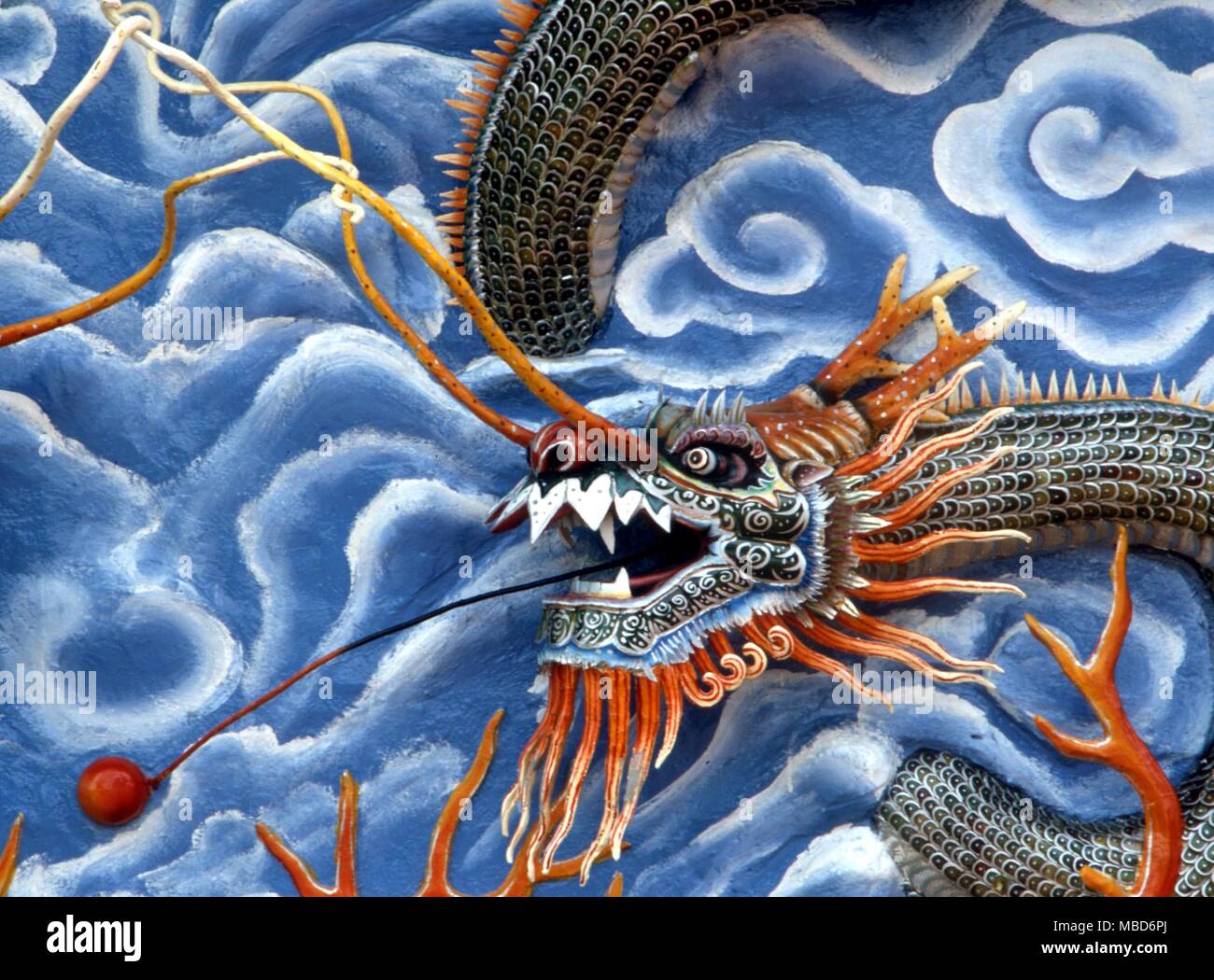 DRAGON Head of ceramic dragon in the Haw Par Villa centre in