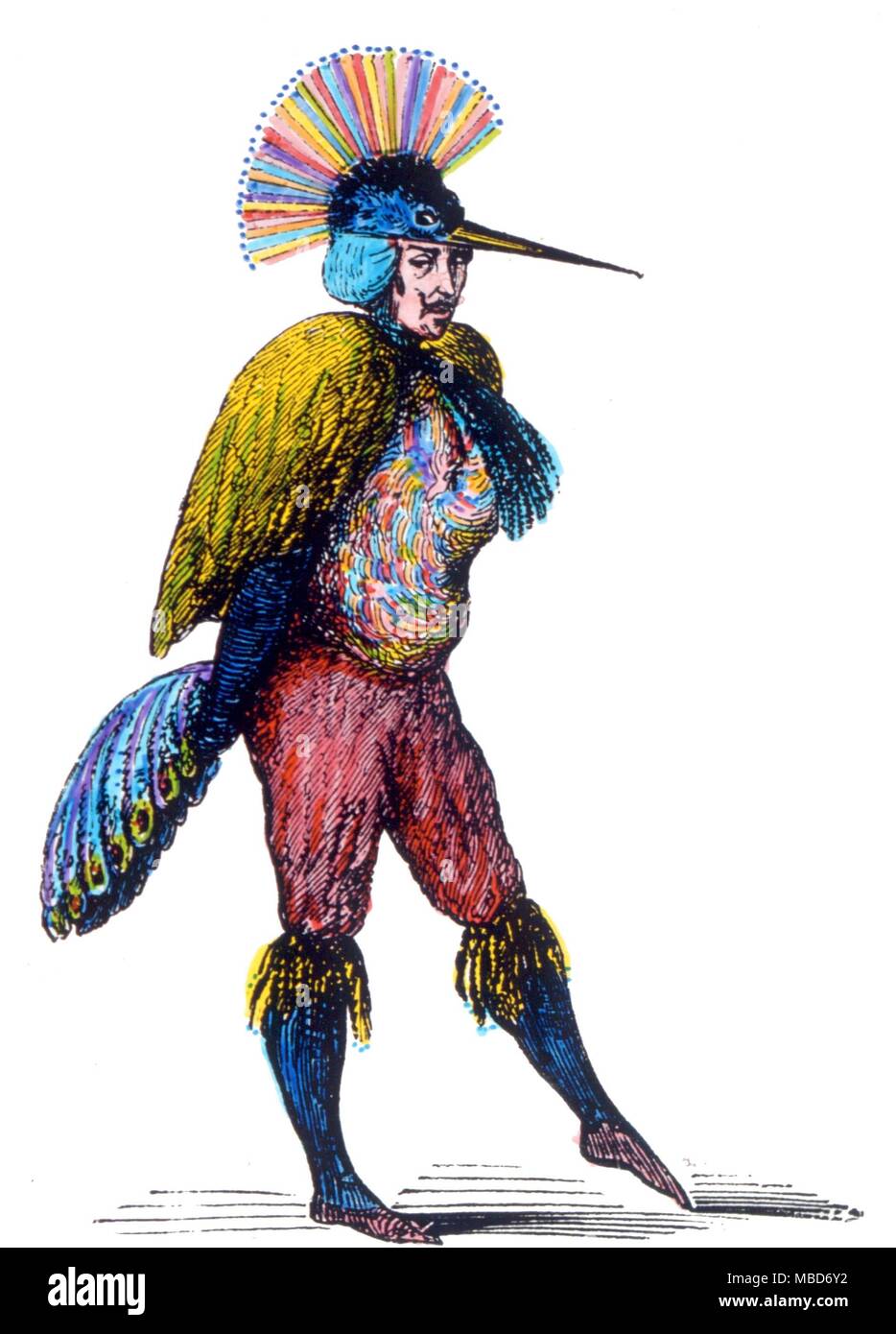 Caym who manifests when evoked partly in the form of a peacock. From Collin de Plancy's Dictionnaire Infernal - 1863 edition Stock Photo