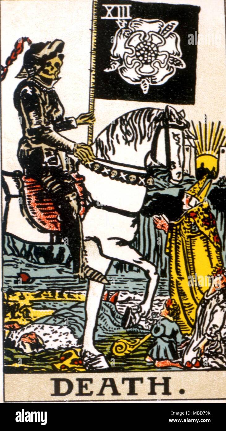 Tarot Cards - Major Arcana - Waite Pack One of the original cards from the series of 22 Major Arcana, popularly known as the Waite pack, but actually designed by Pamela Colman Smith, in collaboration with A.E. Waite, at the behest of the Order of the Golden Dawn. Death Stock Photo