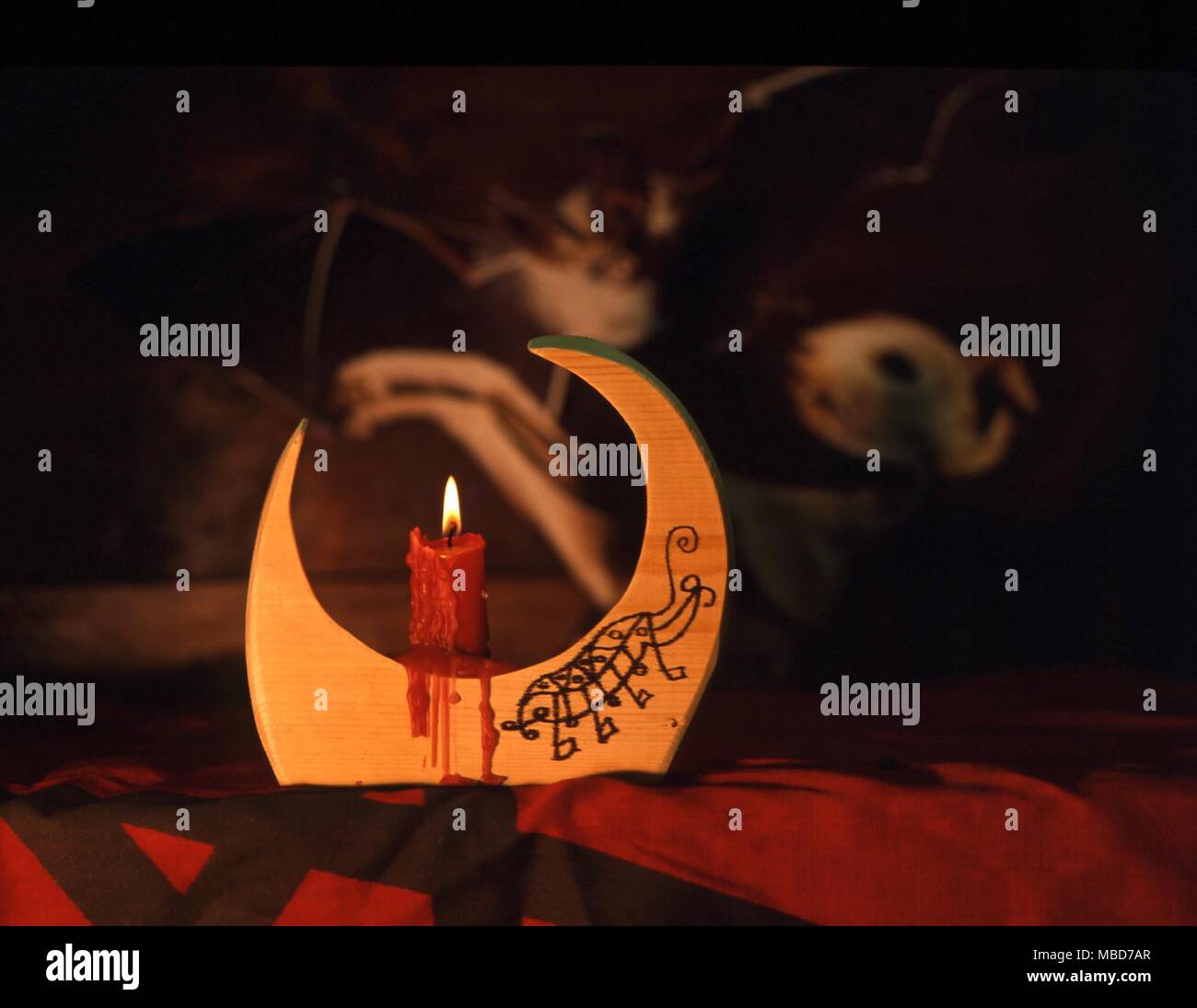 The candles and candleholder of the various black masses and evocation