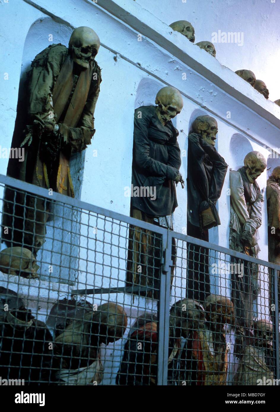 Death - mummified bodies of monks in the cellars of the Capuchin, Palermo, Sicily. Stock Photo