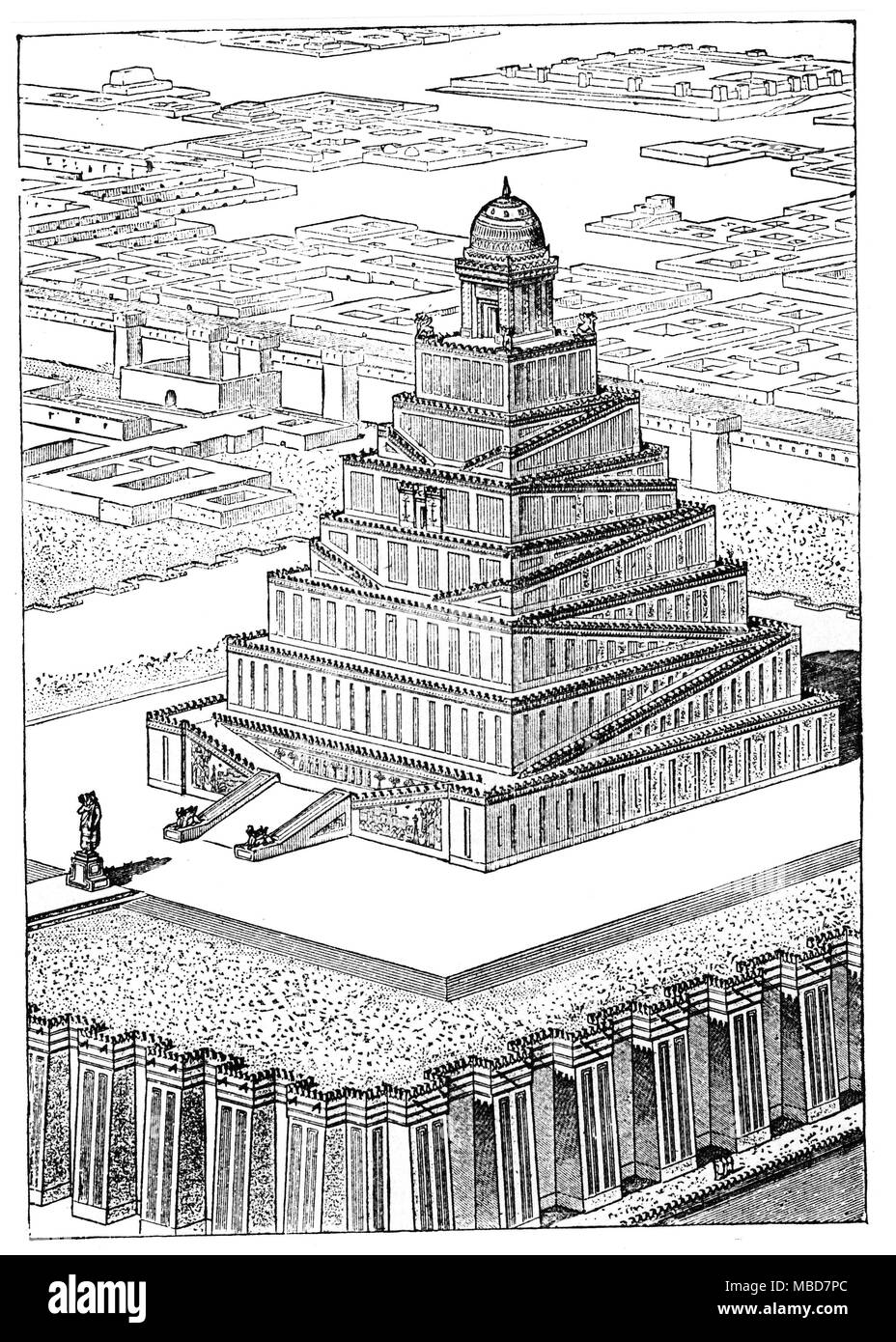 BABYLONIAN MYTHOLOGY An ancient ziggurat, restored. From Zénaïde A. Ragozin, Chaldea from the Earliest Times to the Rise of Assyria,1889 Stock Photo