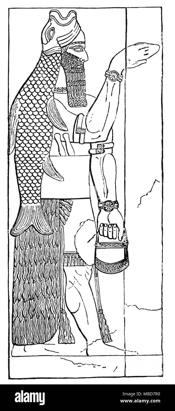 BABYLONIAN MYTHOLOGY - OANNES The fish-god, Oannes, the god of initiation and wisdom. From Zénaïde A. Ragozin, Chaldea from the Earliest Times to the Rise of Assyria,1889. Stock Photo