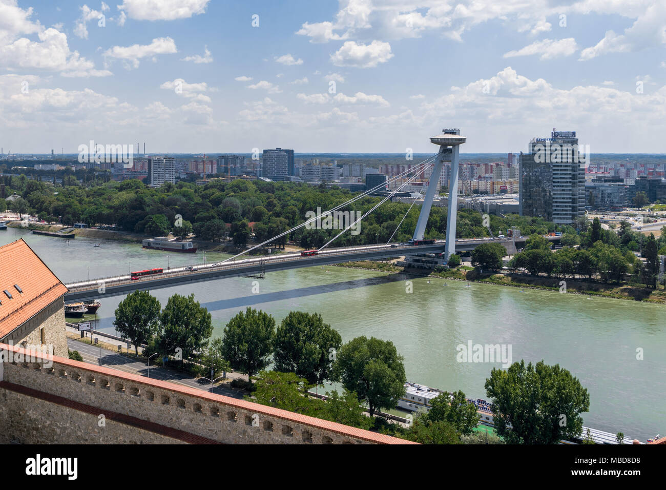 SNP bridge over Danube in Bratislava Stock Photo