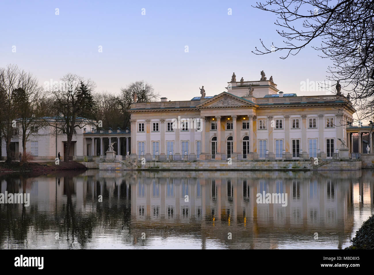 Warsaw, Mazovia / Poland - 2018/04/07: Royal Lazienki Park - Baths Palace, also called the Palace on the Water and the Palace on the Isle Stock Photo