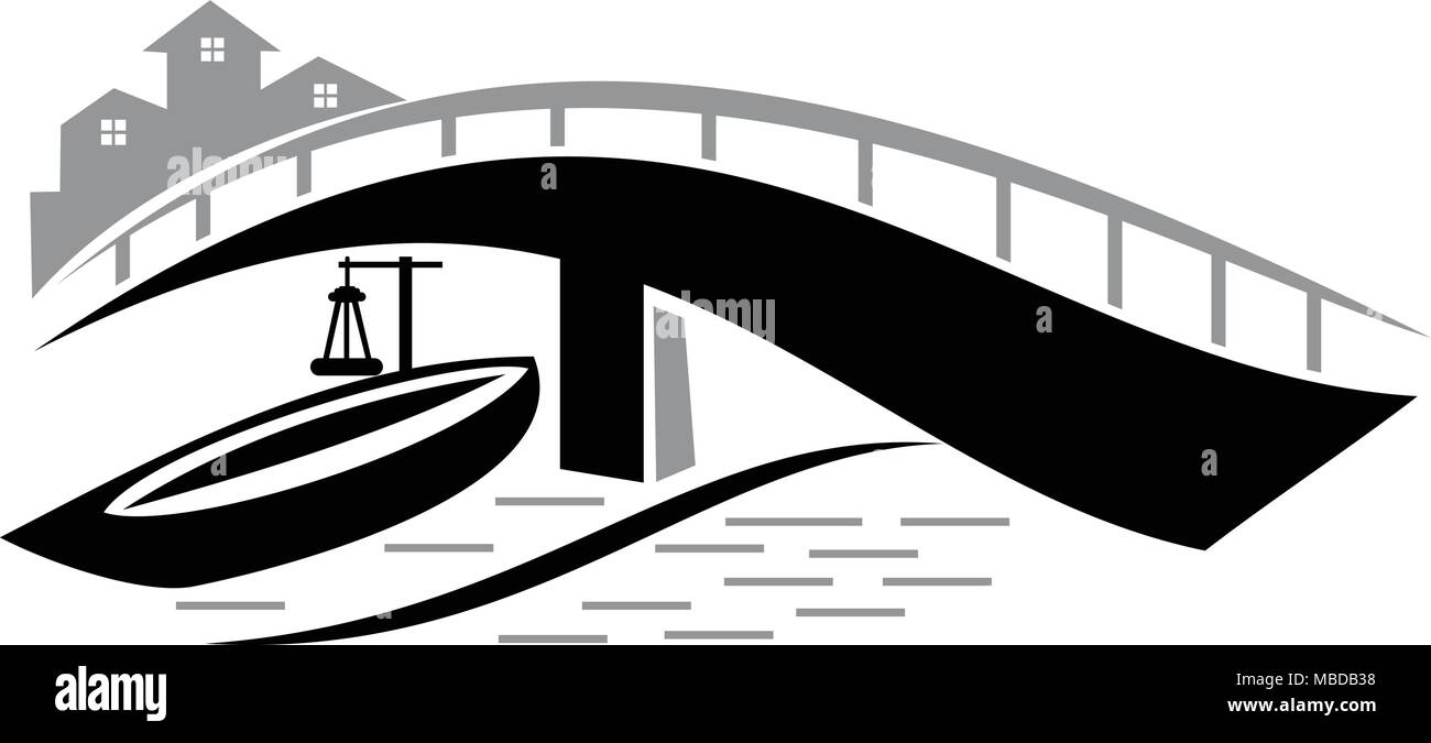 Bridge ship Logo Design Template Vector Stock Vector