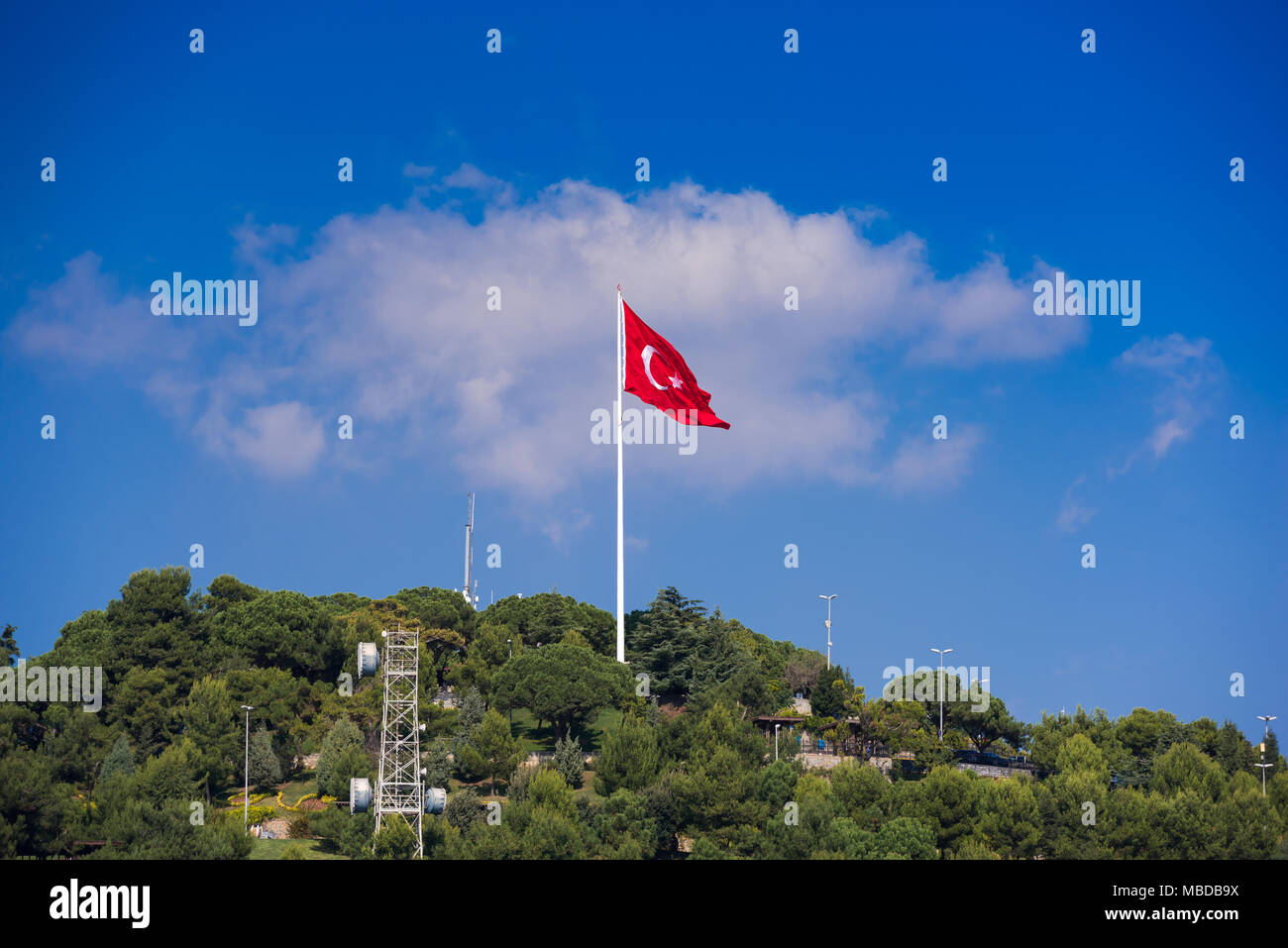 Turkish flag on the hill Stock Photo Alamy