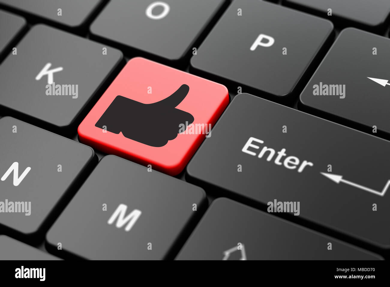 Social media concept: Thumb Up on computer keyboard background Stock ...