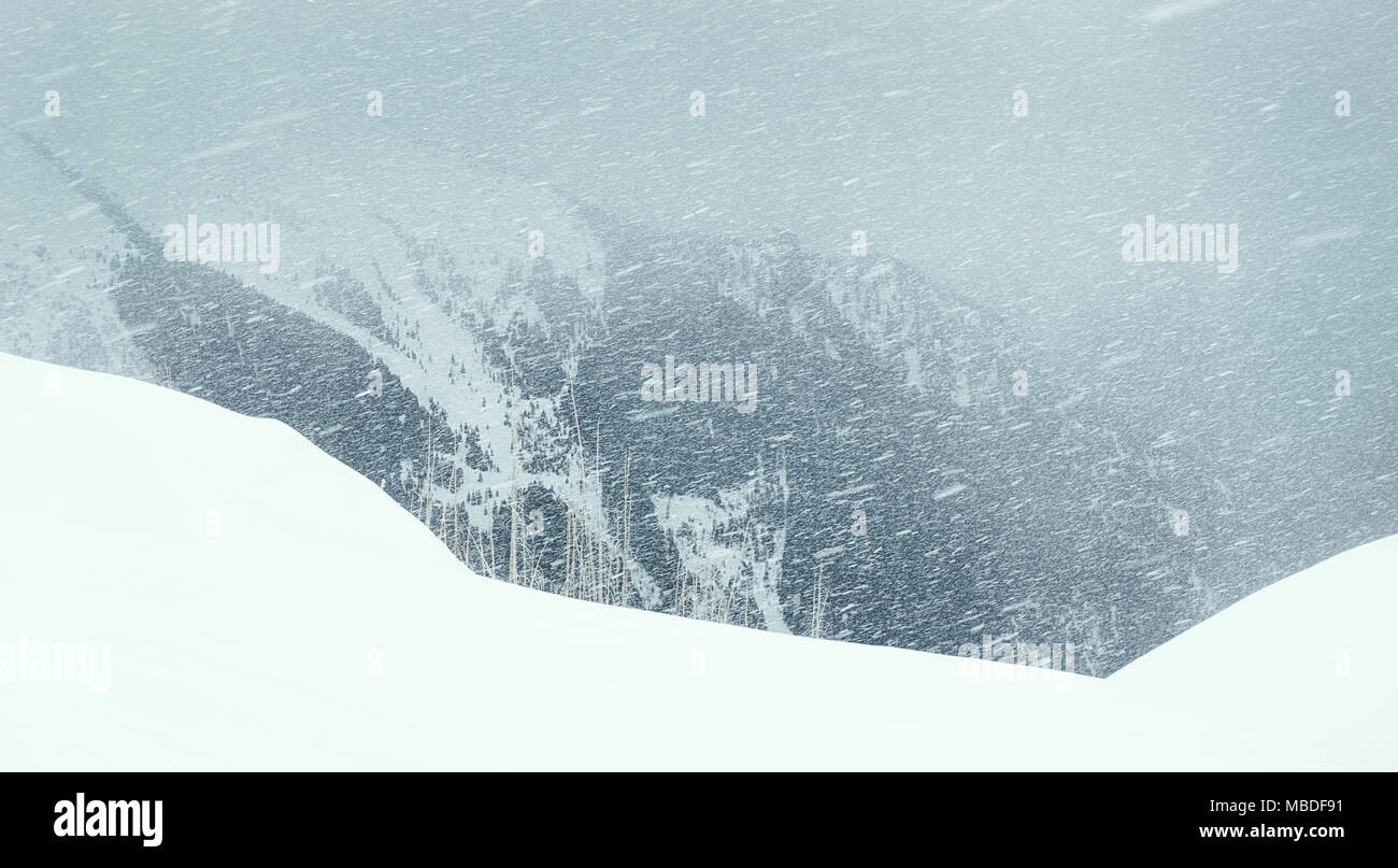 Blizzard in French Alps, Champagny en Vanoise Stock Photo