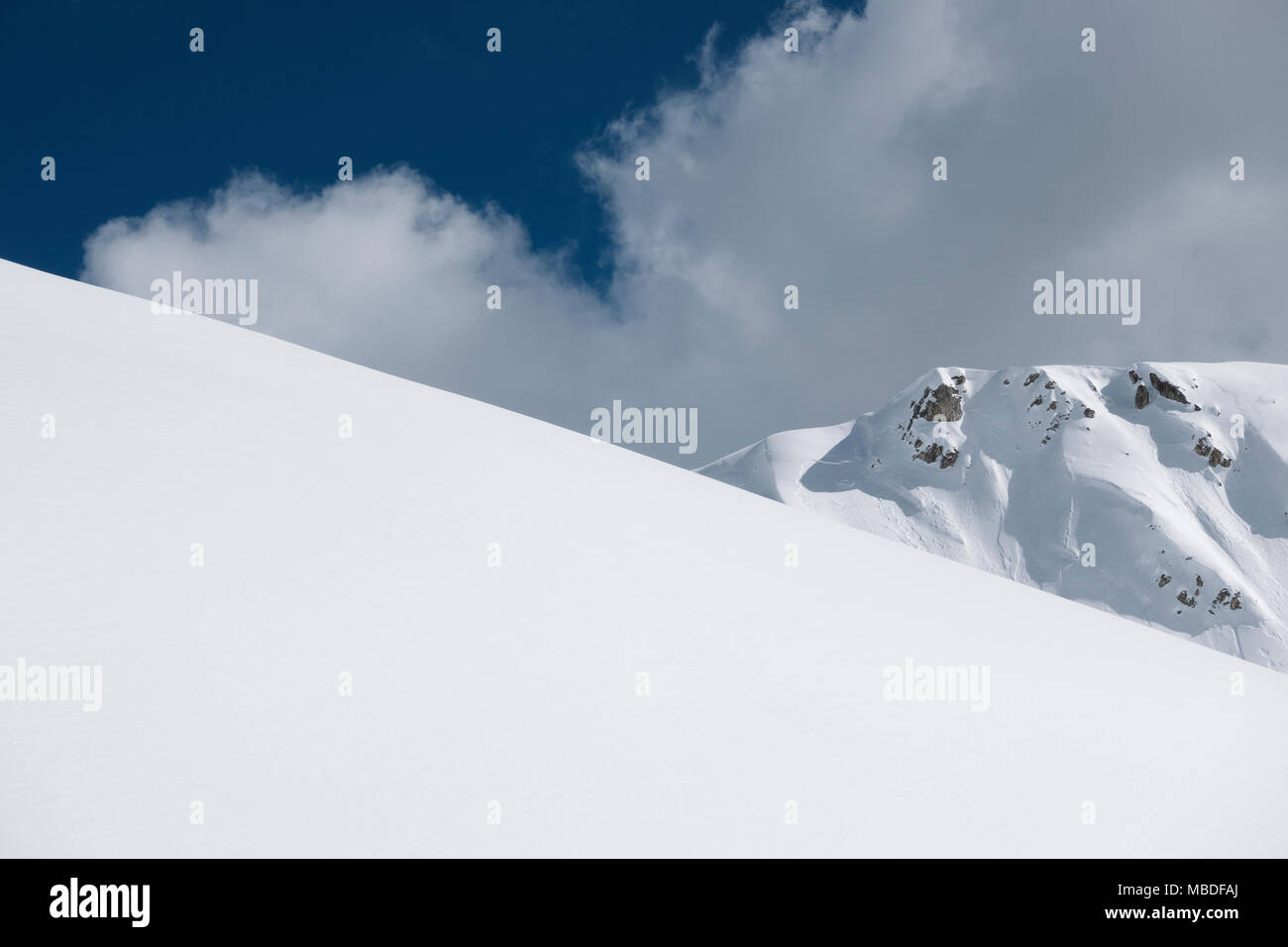 Snowy alpine landscape, Champagny en Vanoise, French Alps Stock Photo