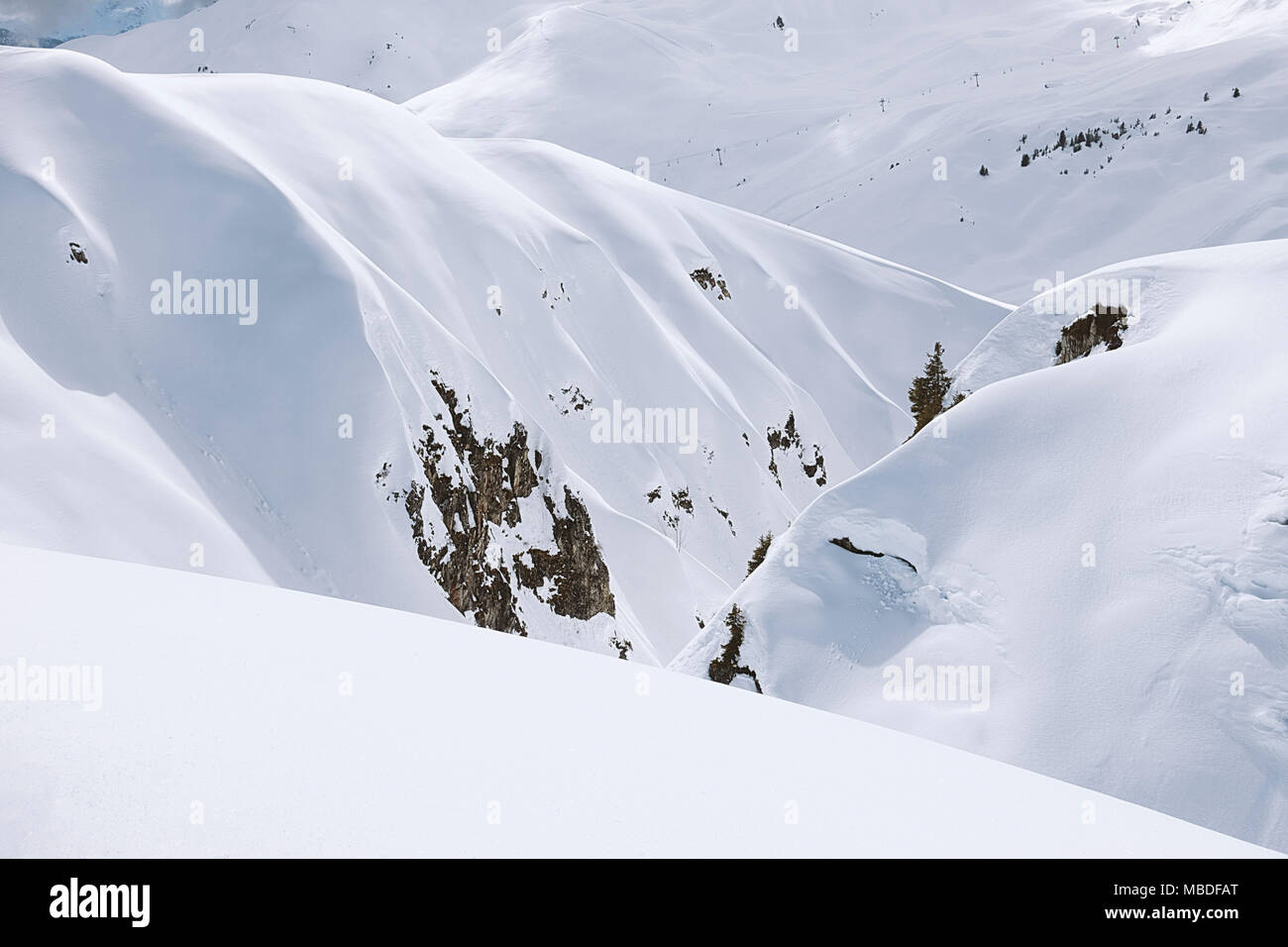 Snowy alpine landscape, Champagny en Vanoise, French Alps Stock Photo